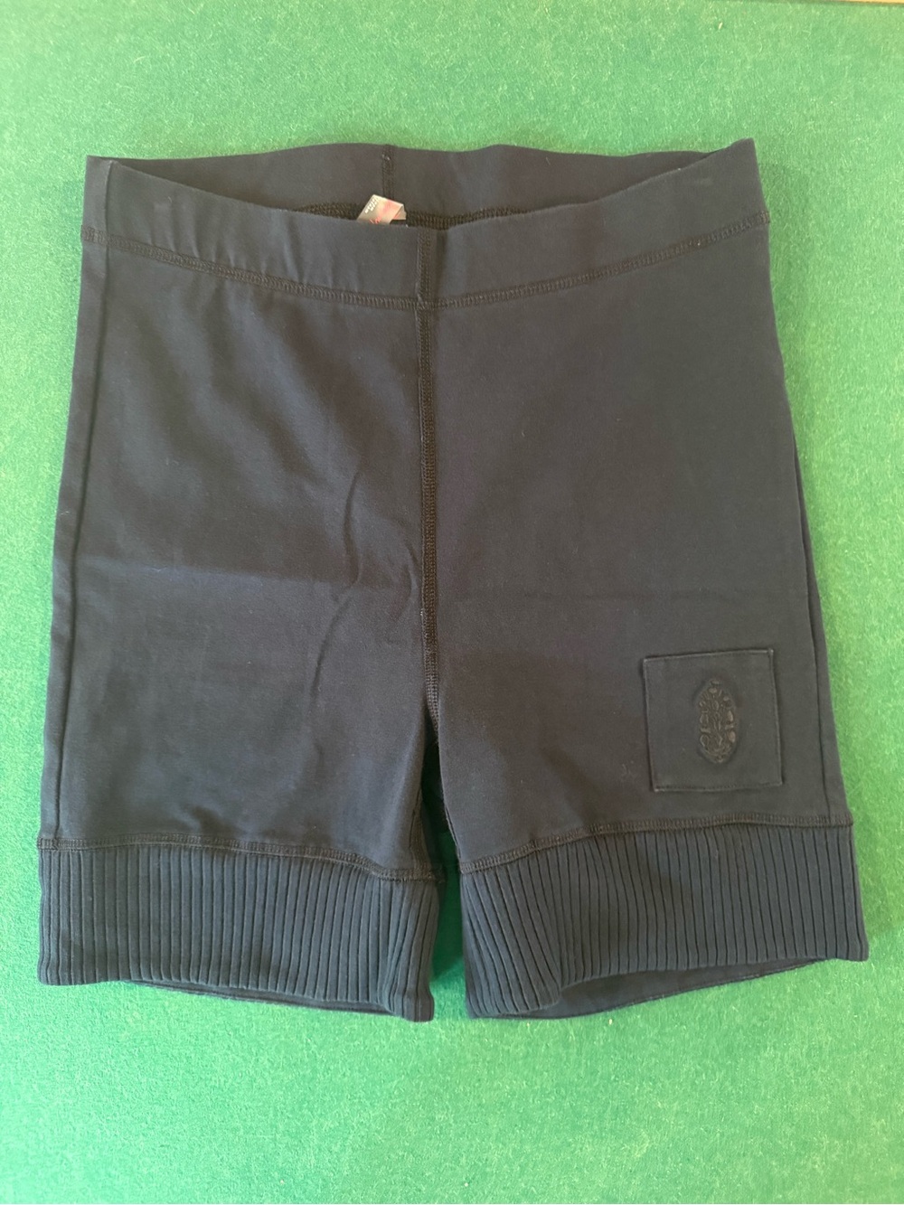 Free People Navy Rib-Hem Athletic Mid-Thigh Shorts